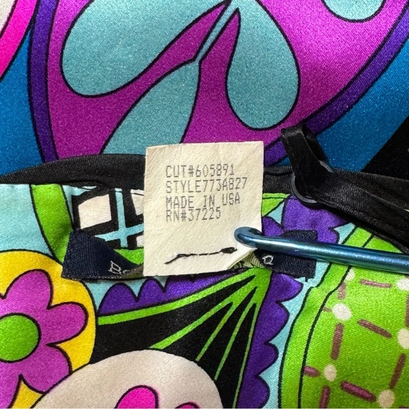 🌻 Boston Proper Silk Dress sz Small Y2K Abstract Psychedelic Retro Bright Party - Picture 9 of 10